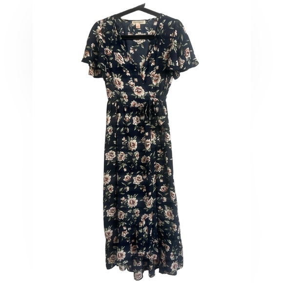 Band of Gypsies navy floral dress wrap around style - Picture 1 of 4